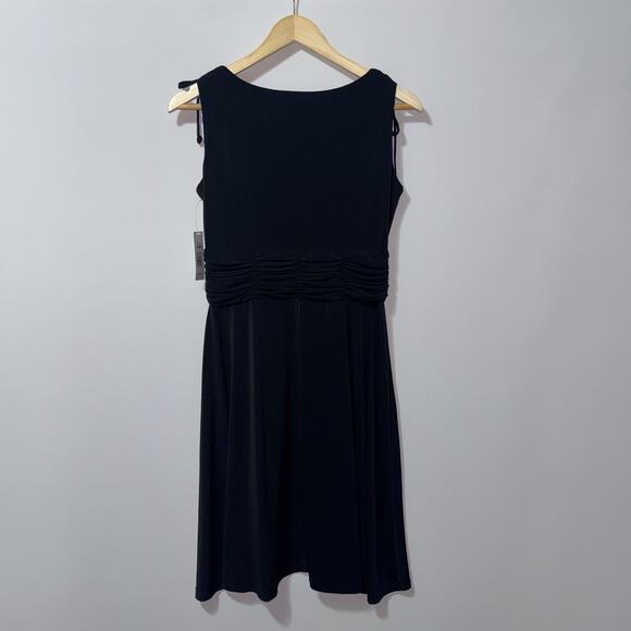 AA Studio black V neck Maxi Dress Gathers At Waist Size 10 petite - Picture 2 of 6